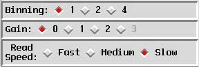 binning, gain, & speed controls